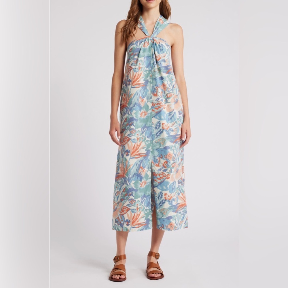 Faherty Bay Twist Seersucker Halter Dress